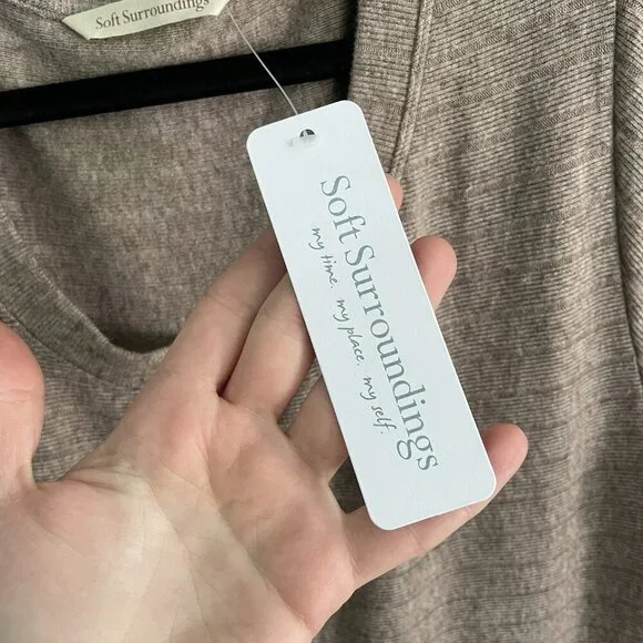 Soft Surroundings Clio Long Sleeve Maxi Dress Large Brown Heather Rib Knit 2FM13 - Picture 4 of 9